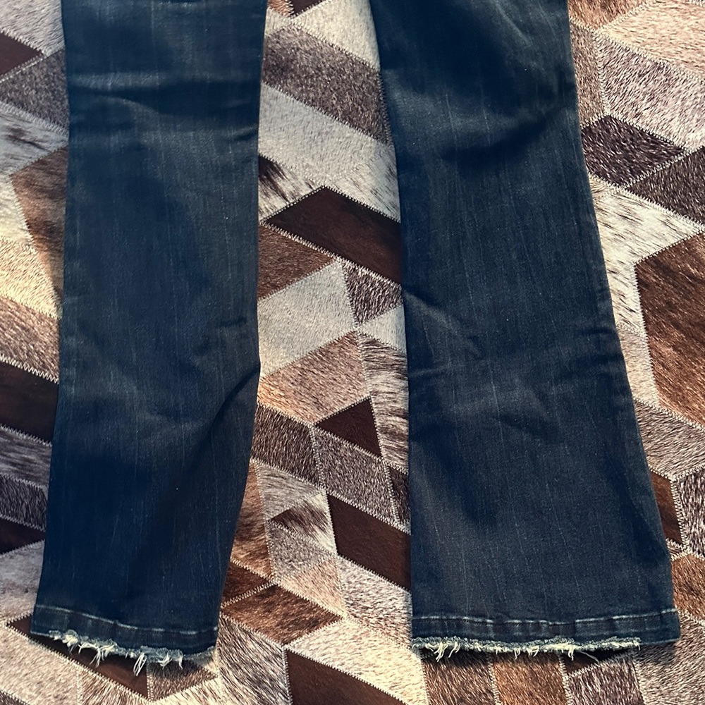 Petra Fashions Dark Blue Distressed Flare Jeans - Picture 5 of 5